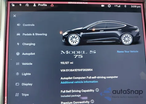 2017 Tesla Model S 60/75 z USA, uszkodzony, nr VIN 5YJSA1E11HF202954